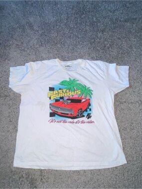 Zumiez White Short Sleeve Tee with Red Car Graphic